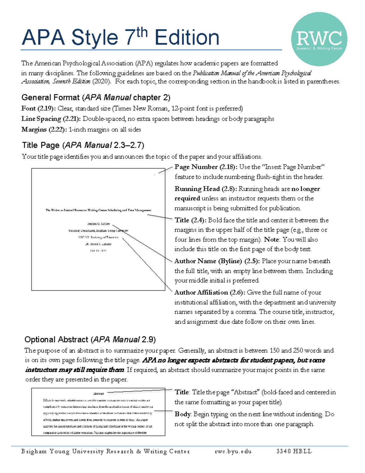 APA-7: Comprehensive Guide to 7th Edition Formatting - Studocu