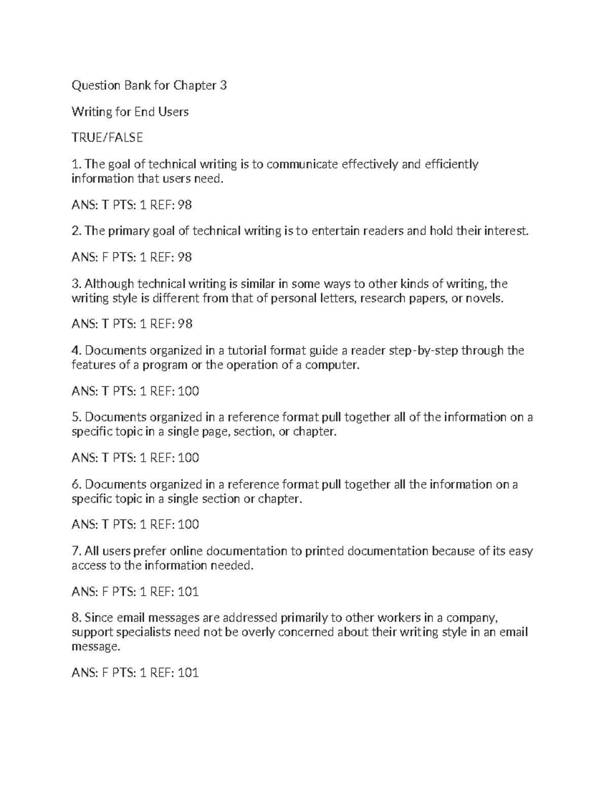 CNET205 - Chapter 3 Questions & Answers for Technical Writing - Studocu