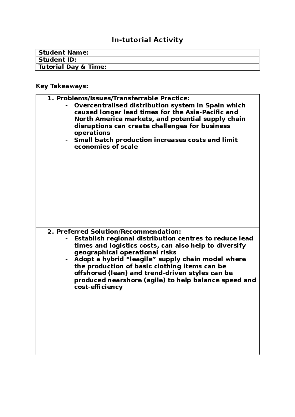 IBUS3303 Intutorial Activity Template Week10 Zara - In-tutorial ...
