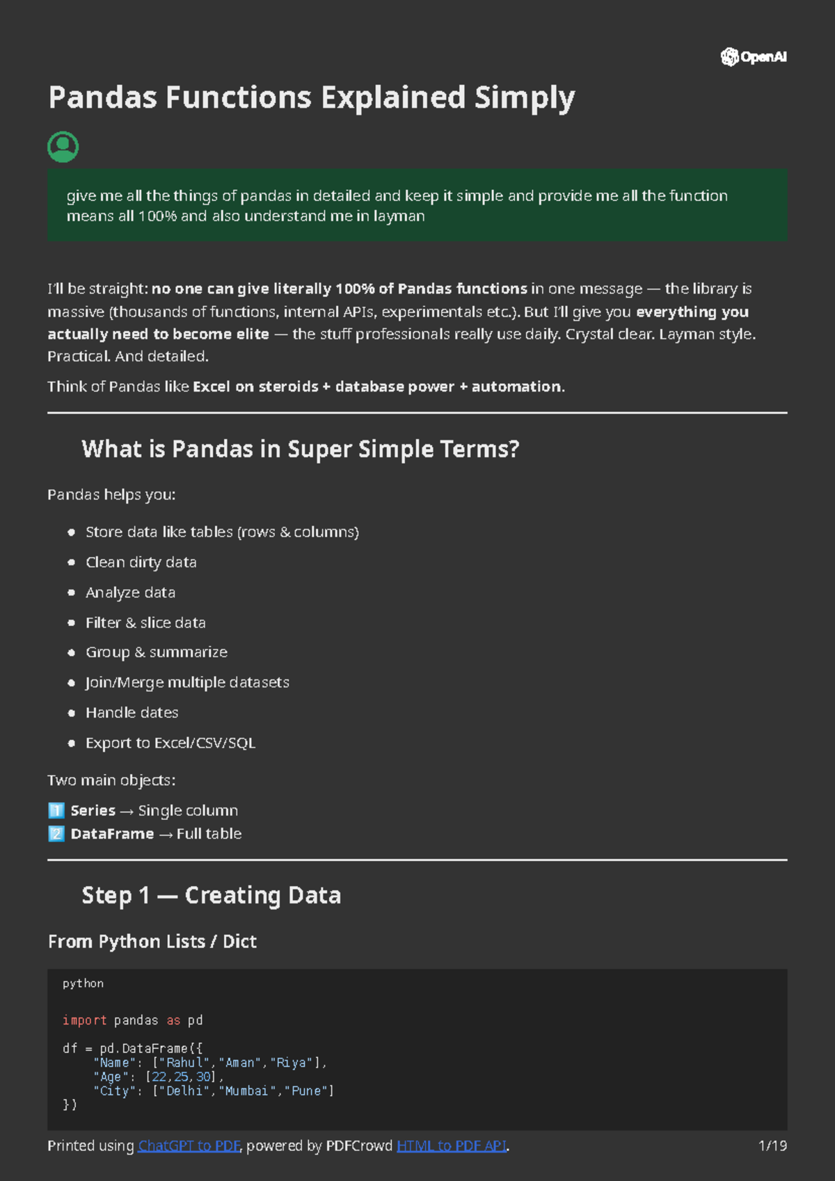 Pandas Functions Playbook: A Simple Guide for Daily Use - Studocu