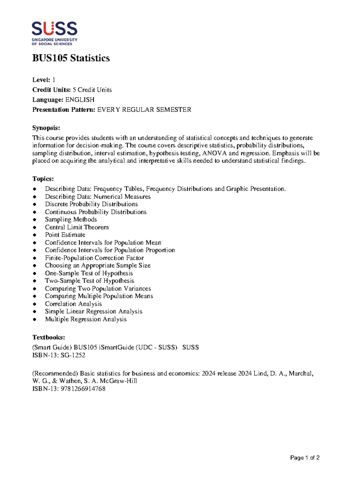 BUS105: Comprehensive Guide to Statistics Concepts and Techniques - Studocu