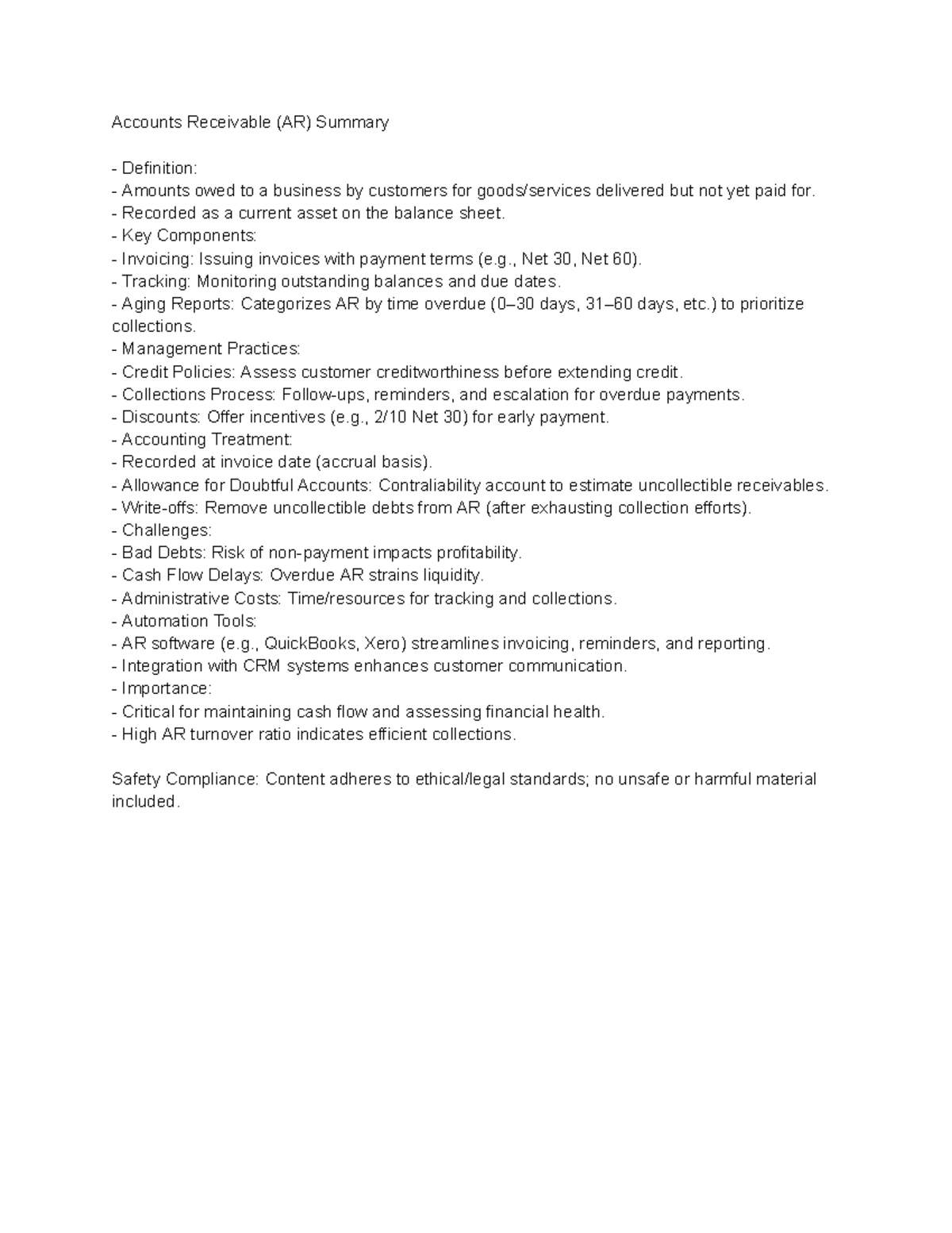 Accounts Receivable (AR) Summary: Key Components & Management Practices ...