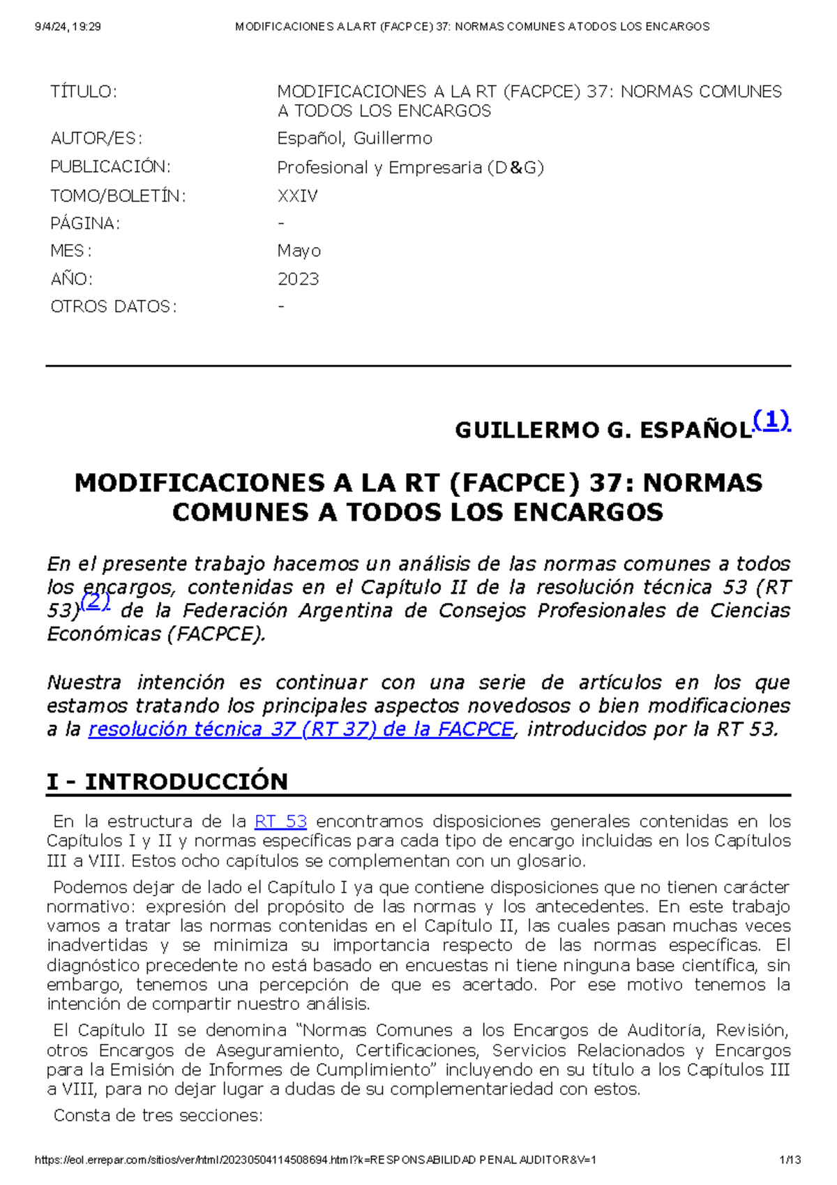 1 Modificaciones A LA RT ( Facpce) 37 Normas Comunes A Todos LOS ...