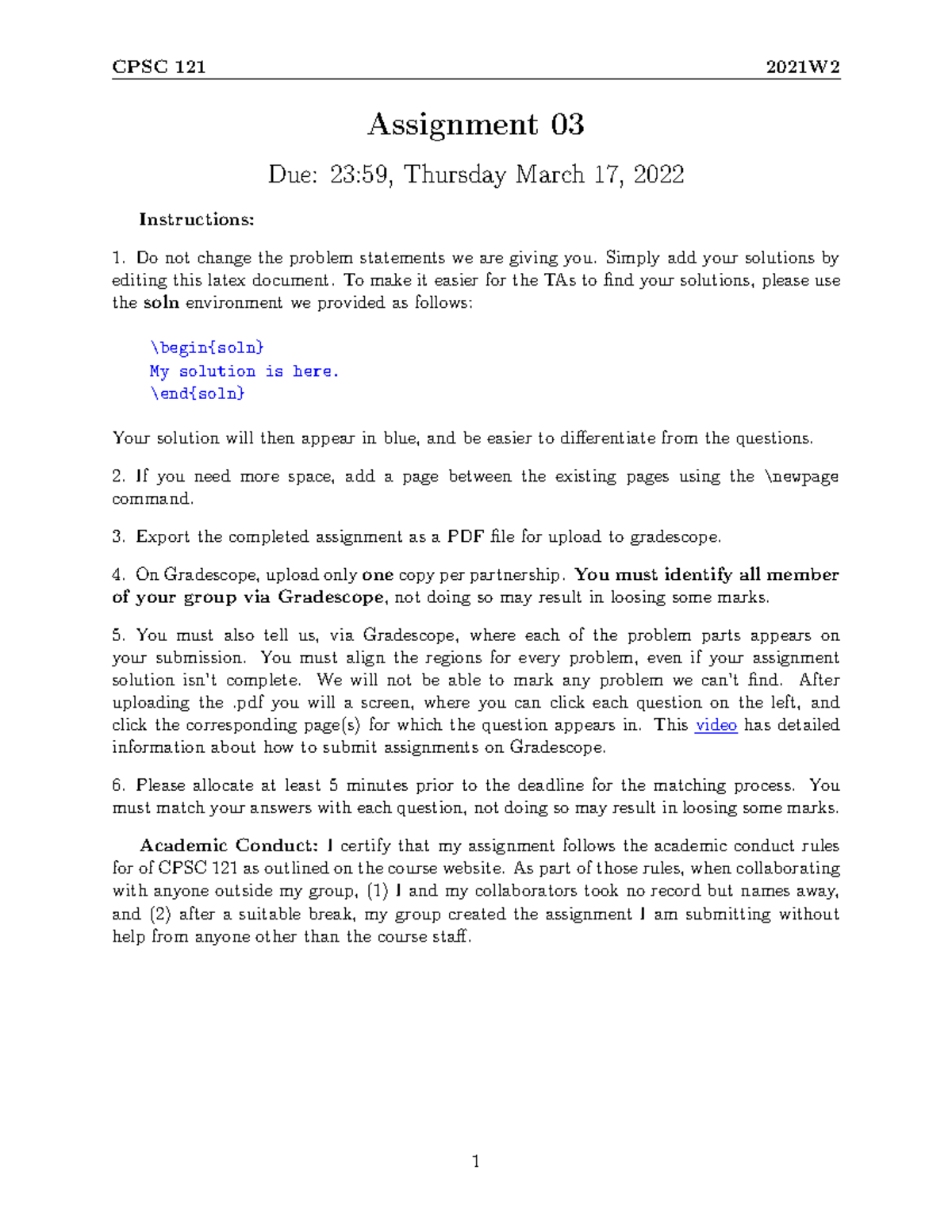 CPSC121 2021W2 Assignment 03 Solutions and Instructions Document - Studocu