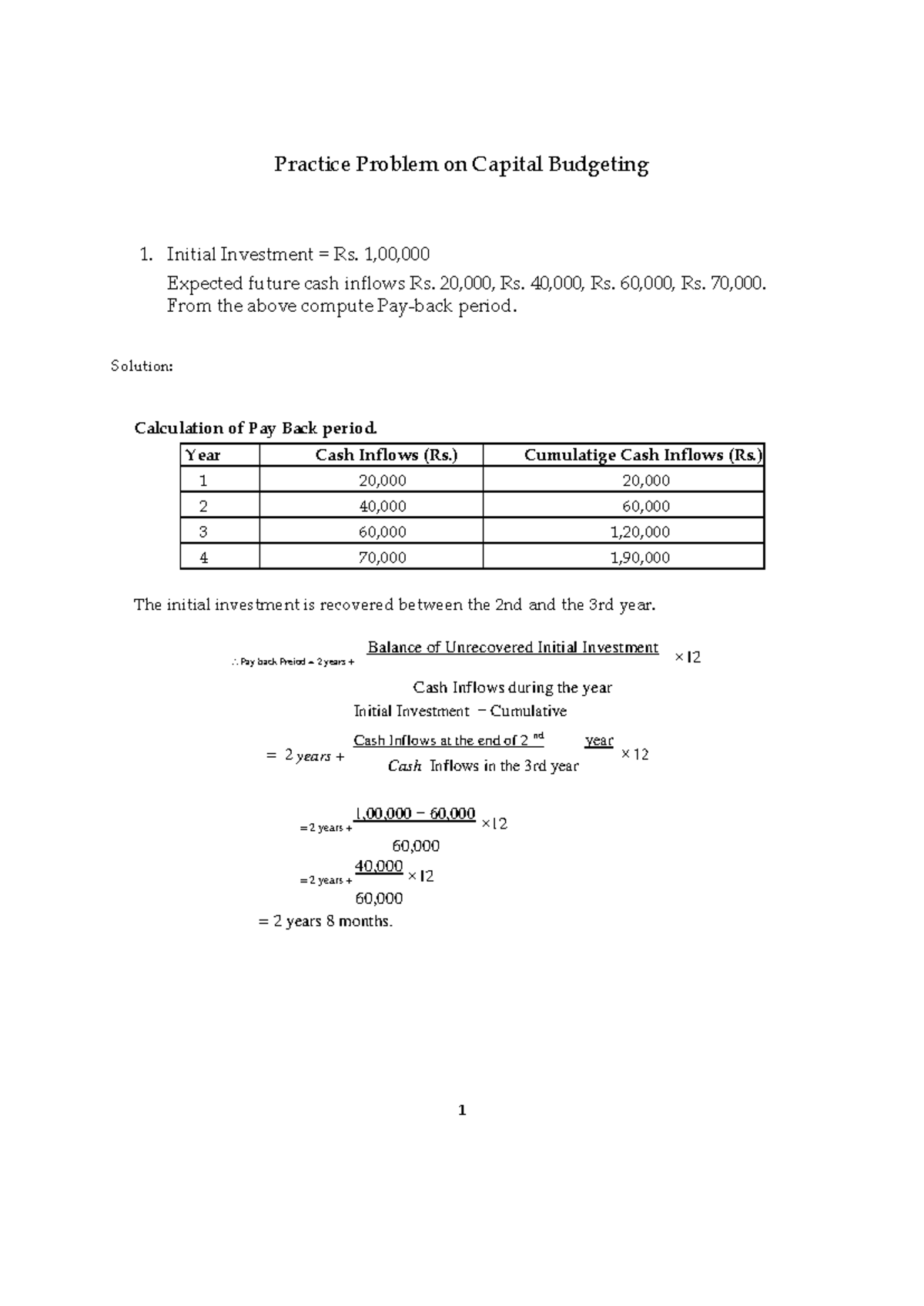 Capital Budgeting Practice Problems and Solutions - CB 101 - Studocu