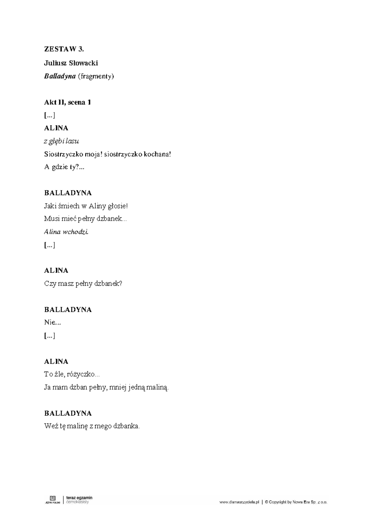 Sprawdzian Dla 3kl Gimnazjum Z Balladyny www.studocu.com