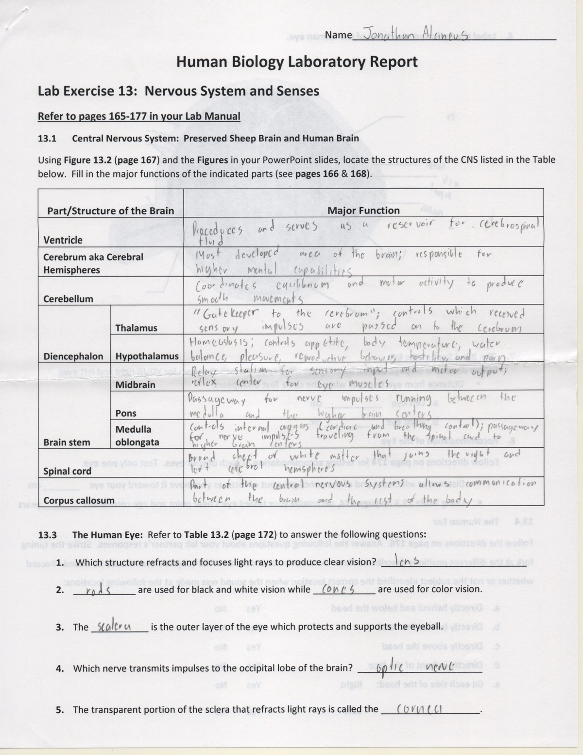 Lab Exercise 1 Human Biology Laboratory Report - Name: Jonathan ...