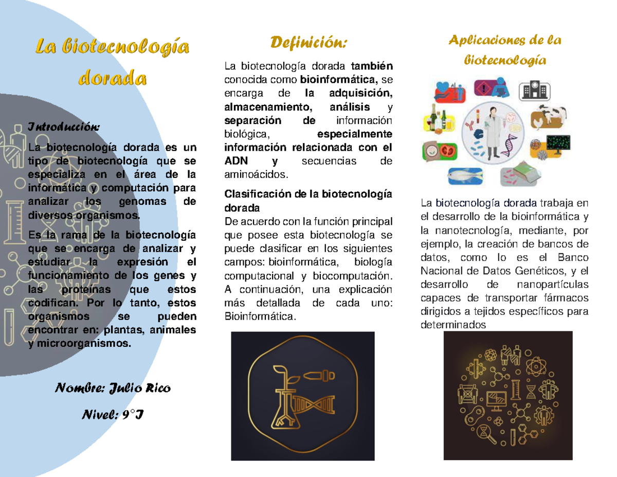 Biotecnología Dorada: Análisis y Aplicaciones en Bioinformática - Document Preview
