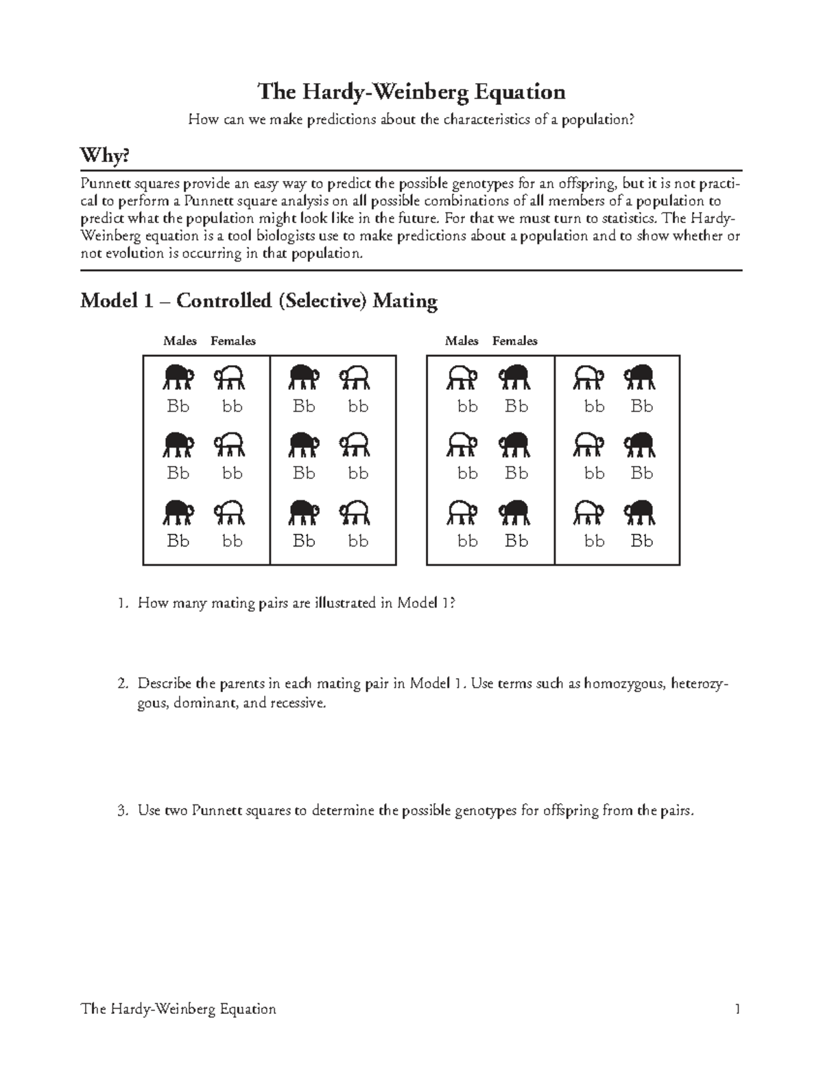The Hardy-Weinberg Equation: Predicting Population Genetics in Bio 23 ...