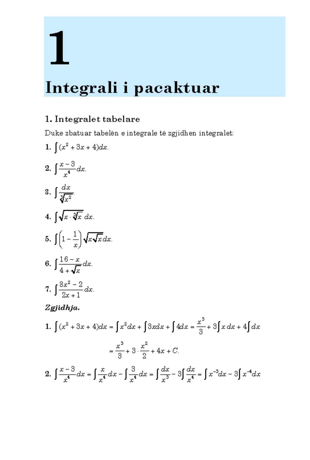 Integralet e Zgjidhura - Analiza Matematike II (AM II) - Studocu