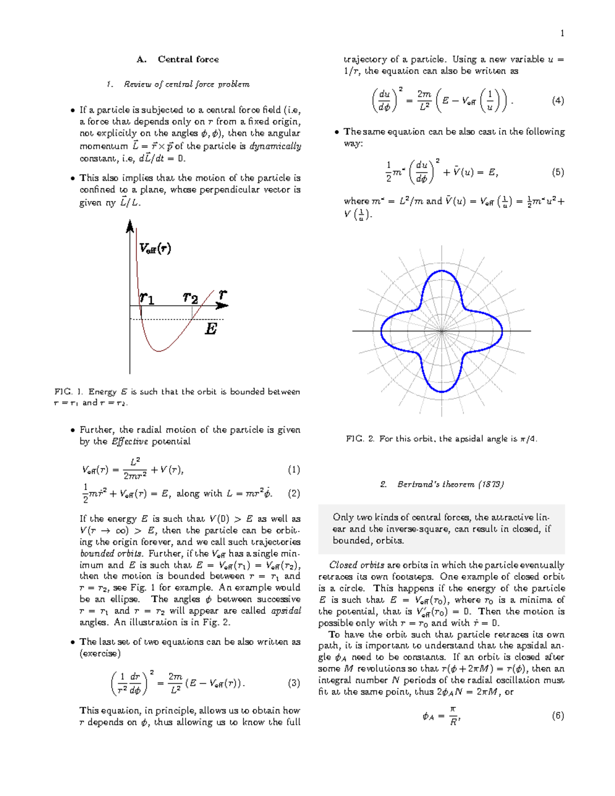 Centralforce - Lecture Notes 2: Insights on Central Force Problems ...