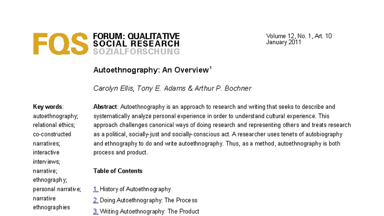 Autoethnography: Exploring Cultural Insights via Personal Narratives ...