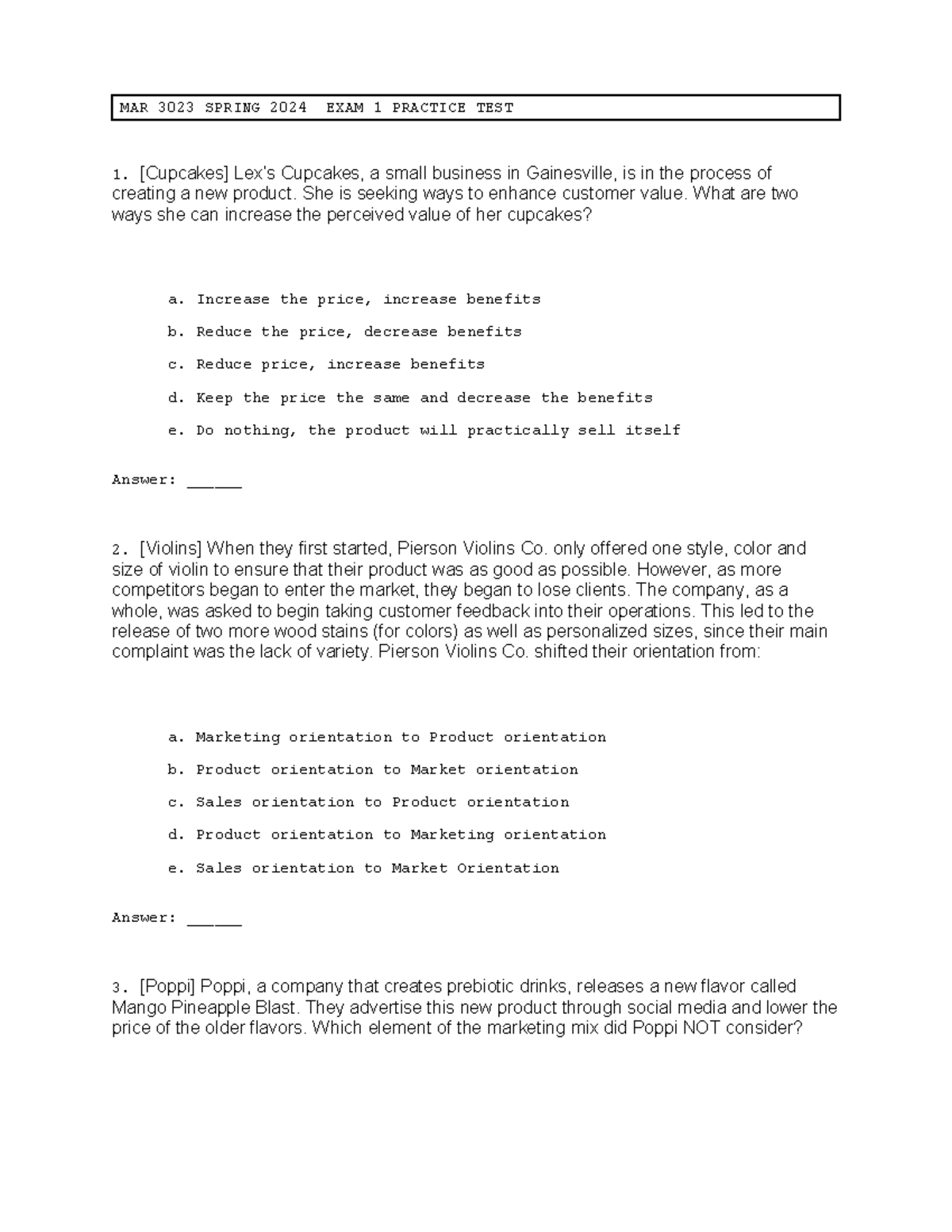 MAR 3023 SPRING 2024 FINAL EXAM 1 PRACTICE TEST QUESTIONS & ANSWERS ...