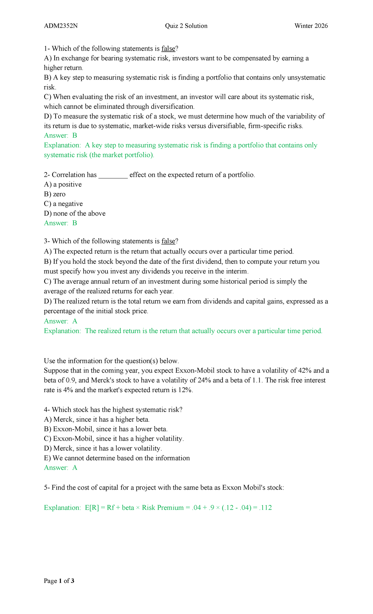 ADM2352N Quiz 2 Solutions - Winter 2026 Analysis and Explanations - Studocu
