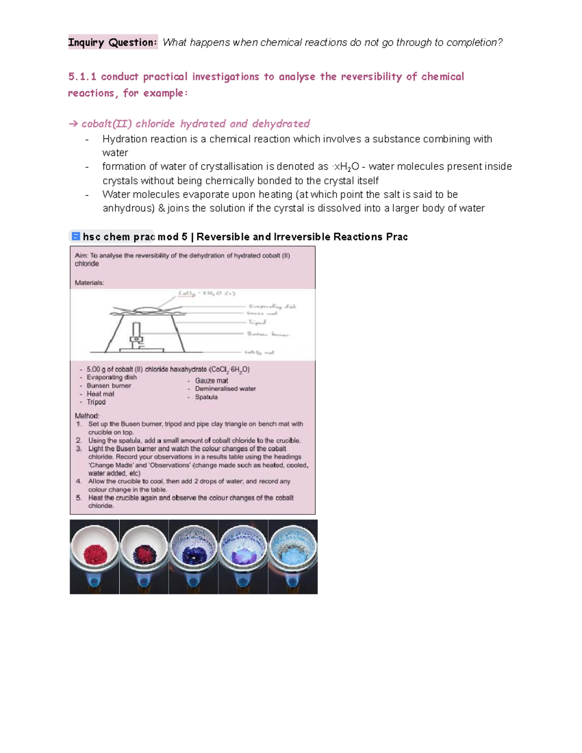 Yr12 Chemistry - 5.1 Static & Dynamic Equilibrium Prac Analysis - Studocu
