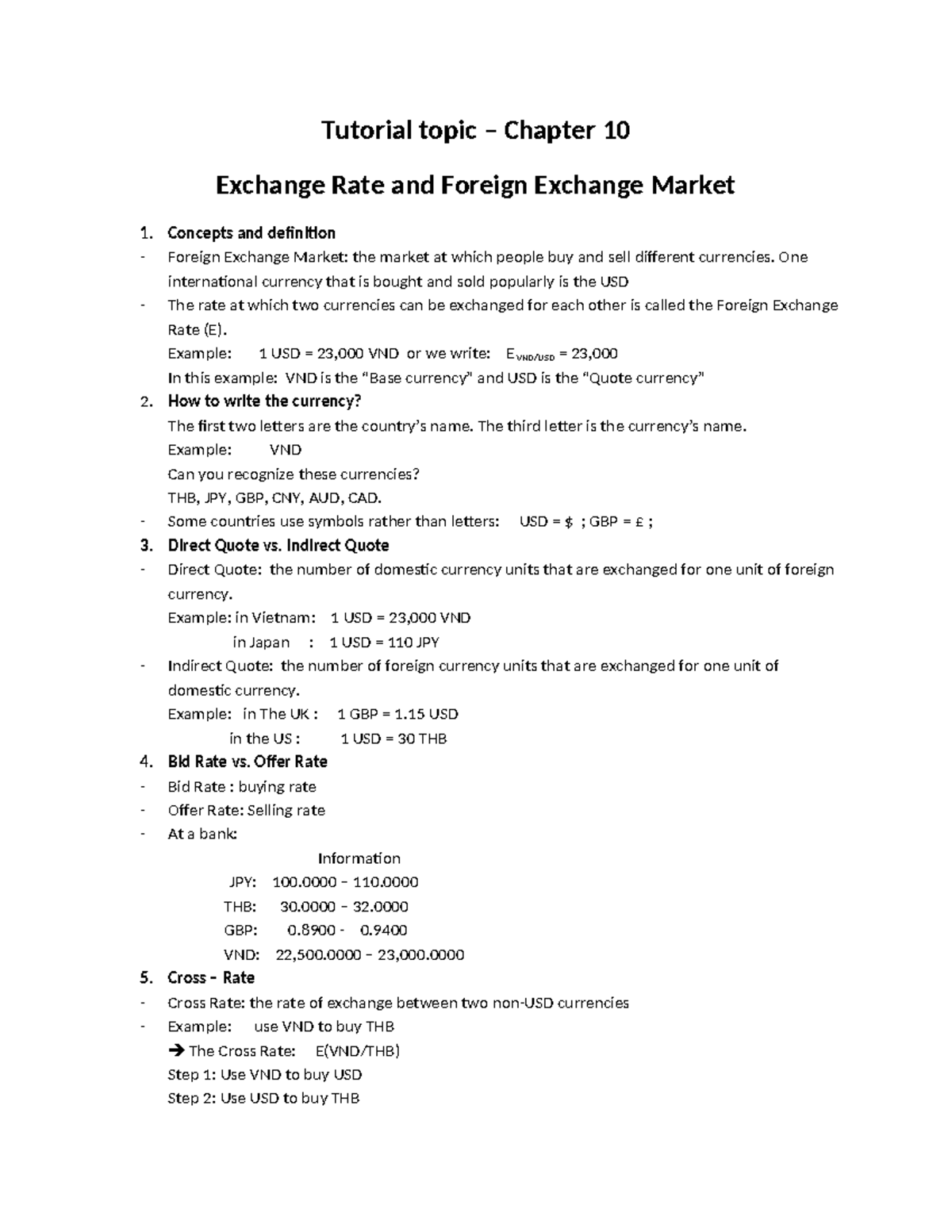 Additional Lecture - Chapter 10B: Exchange Rate & Forex Market Concepts ...