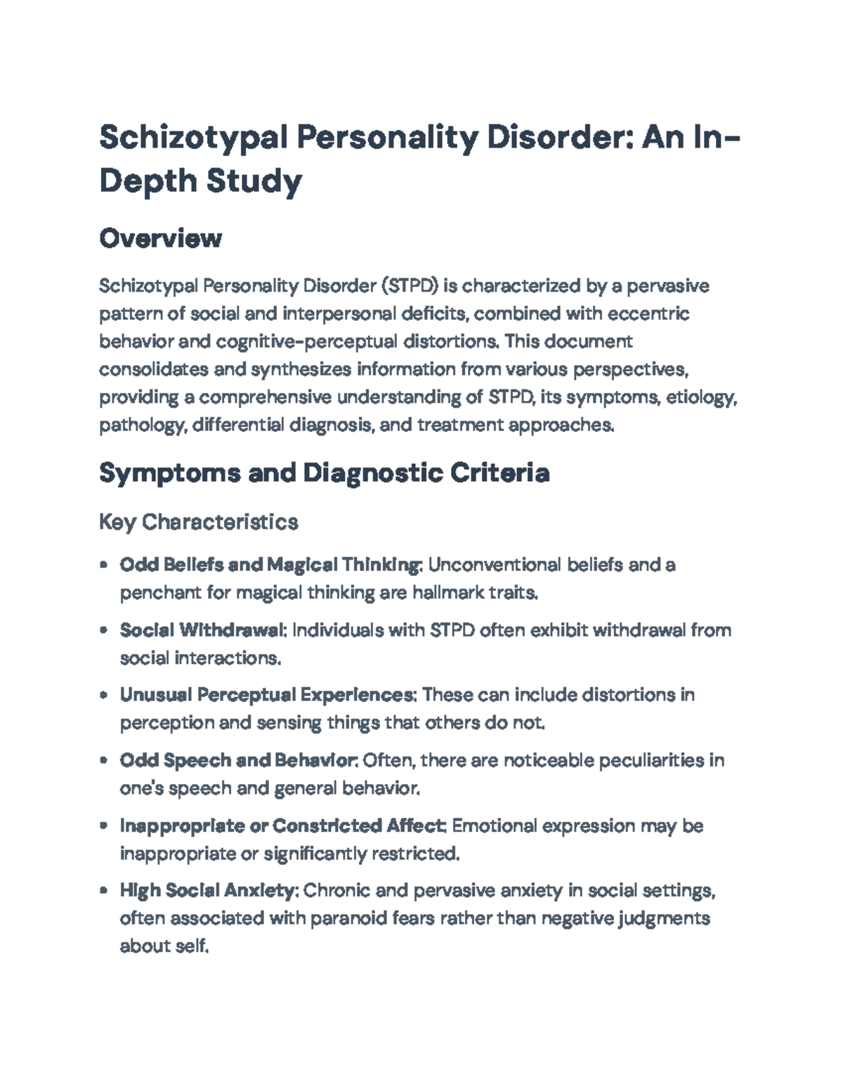 Schizotypal Personality Disorder: Comprehensive Analysis and Insights ...