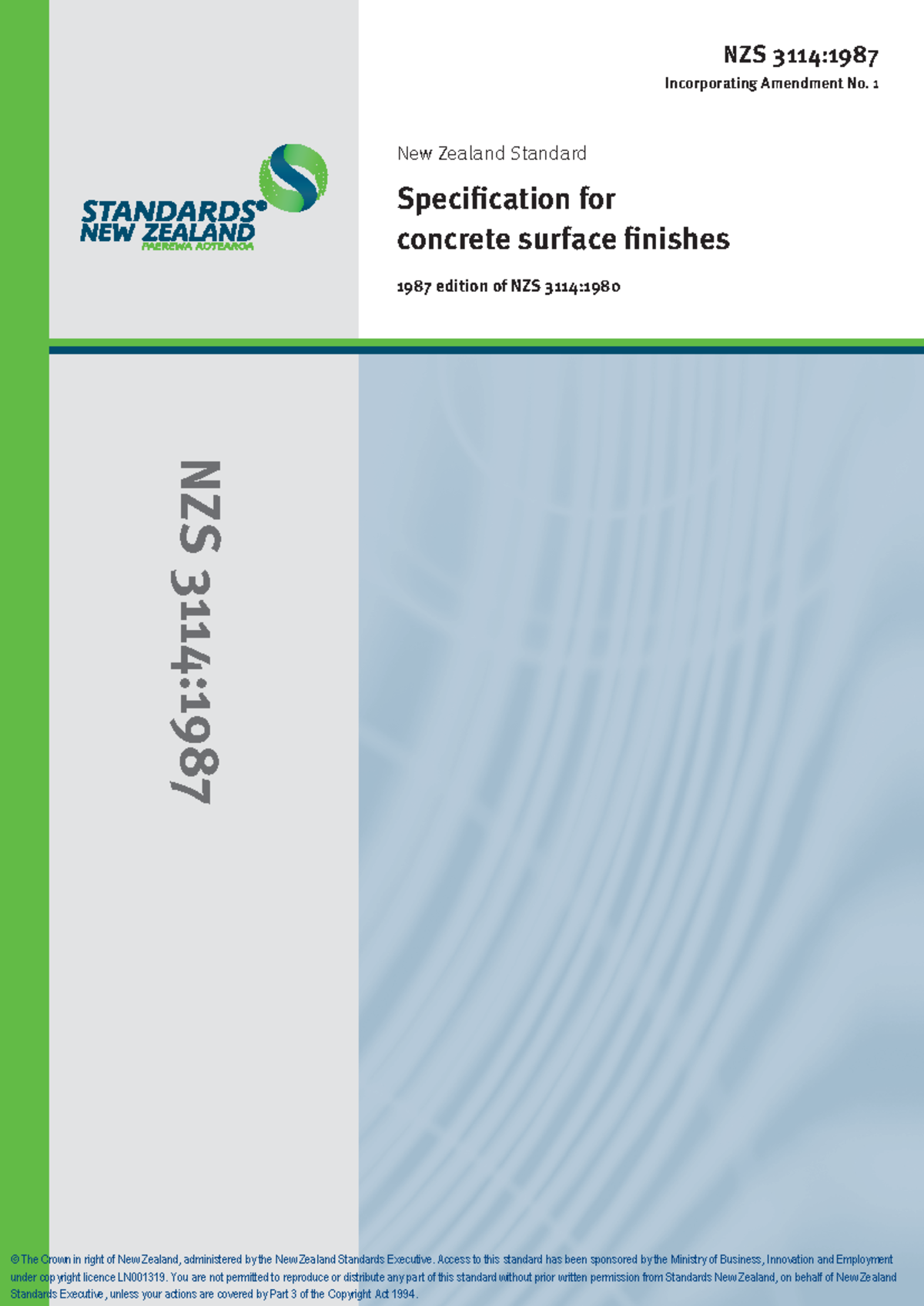 NZS3114-1987 - Specification for Concrete Surface Finishes - Studocu