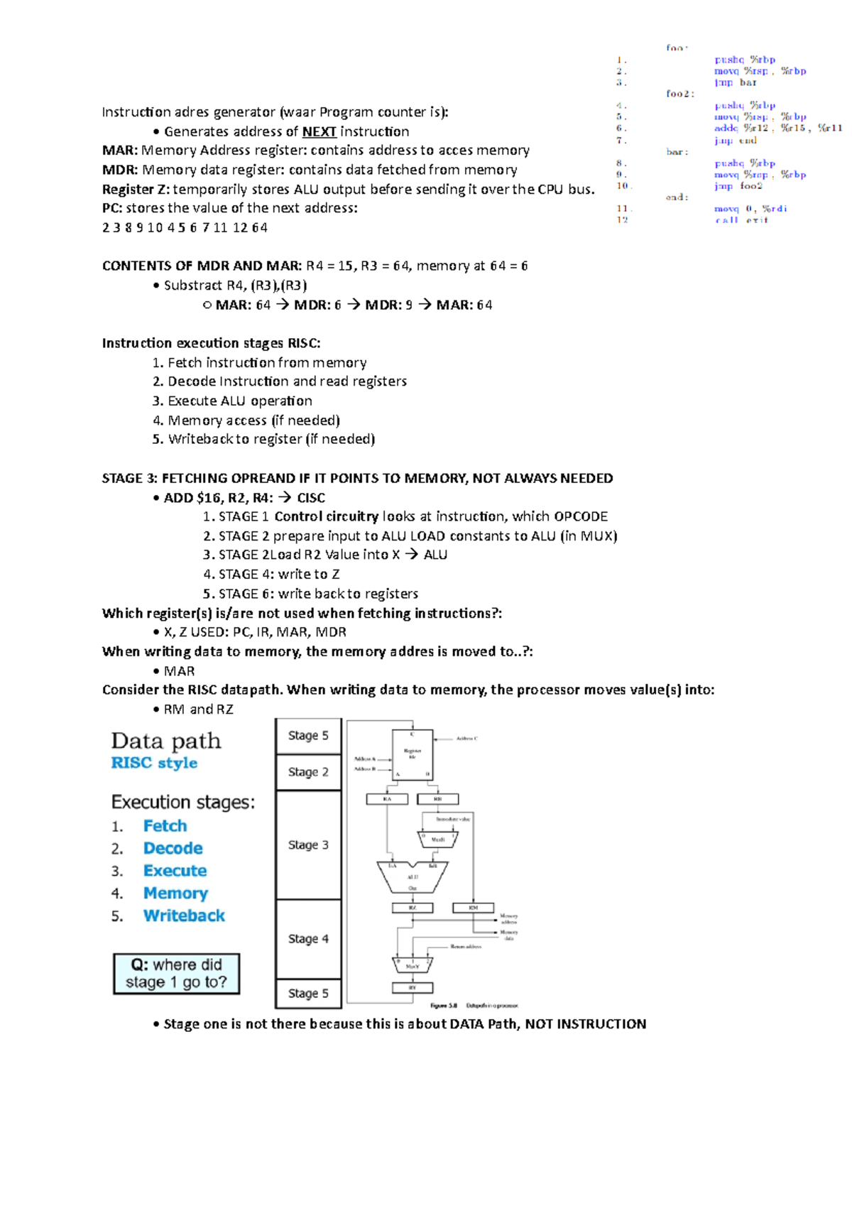 Instructies en gegevens: Adresgenerator en RISC datapad uitleg ...