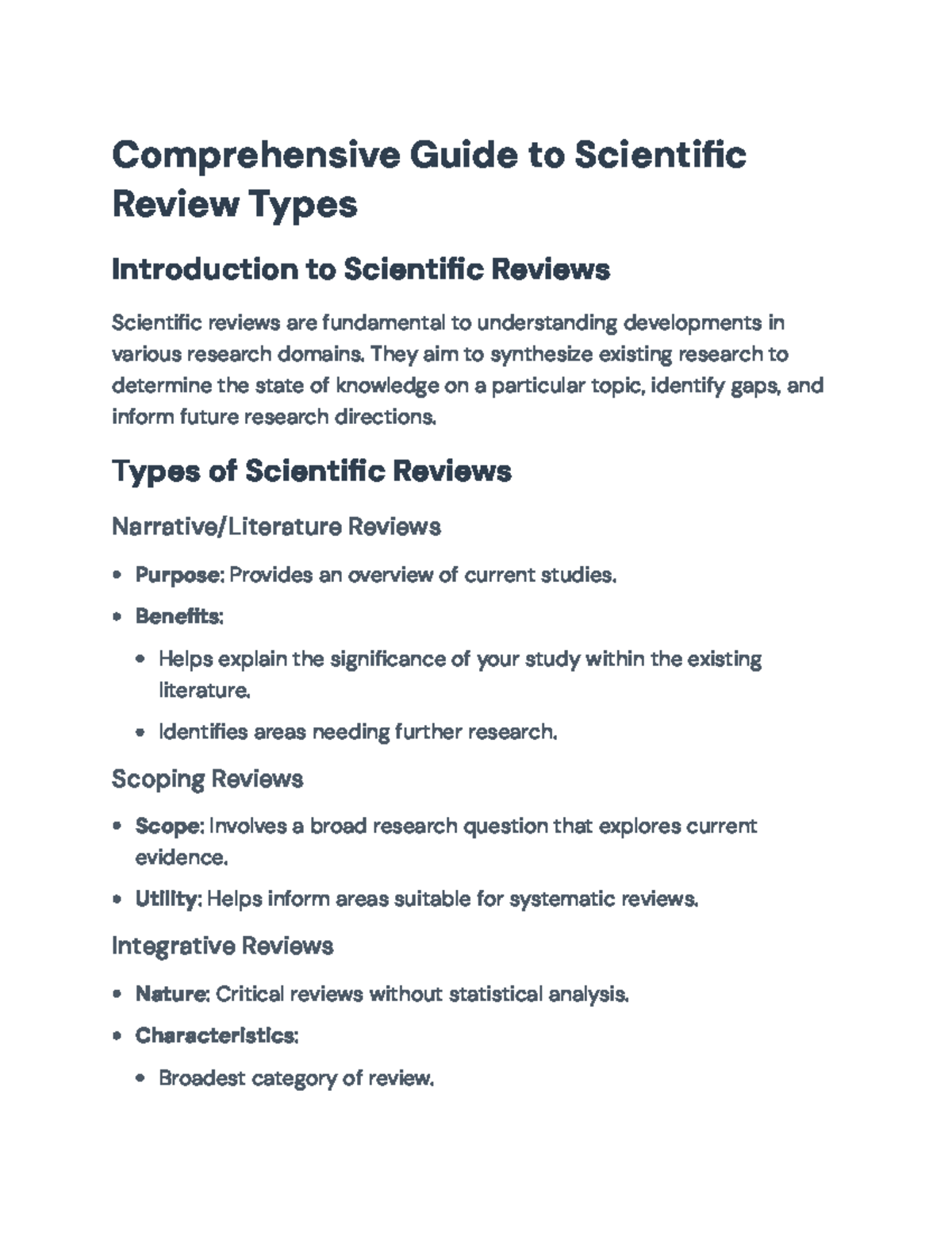 Comprehensive Guide to Types of Scientific Reviews (Course Code: SCI ...