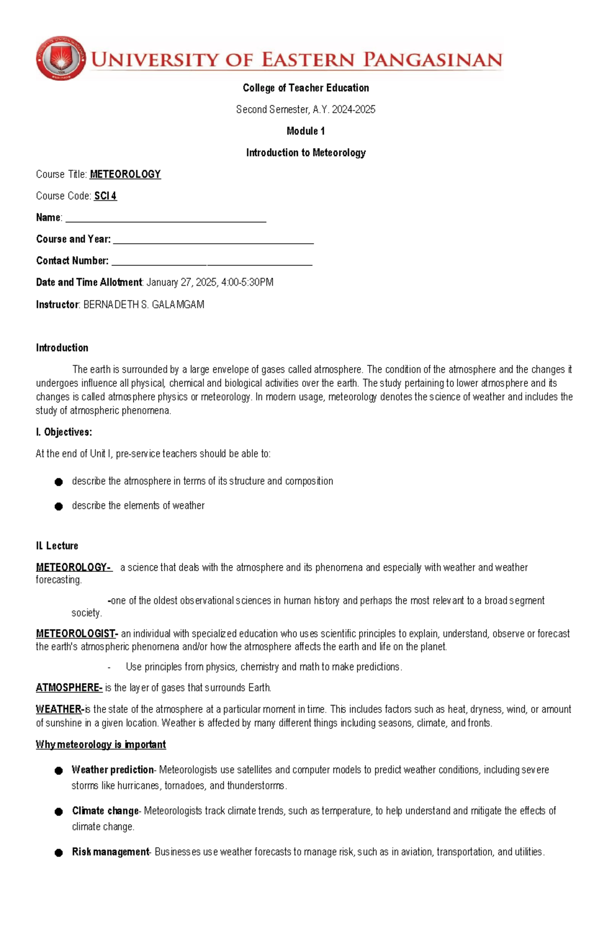 Meteorology Overview: Understanding the Atmosphere and Weather SCI 4 ...