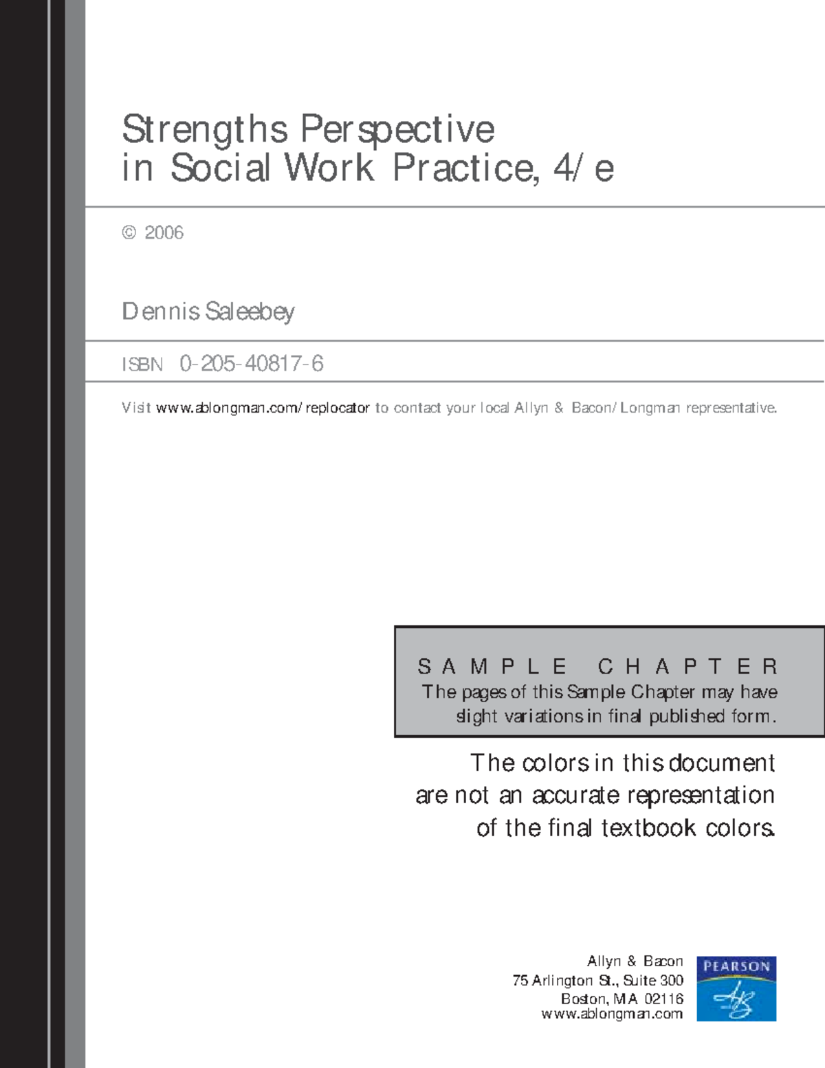 Strengths-Based Perspective in Social Work Practice (SW 2006) - Studocu