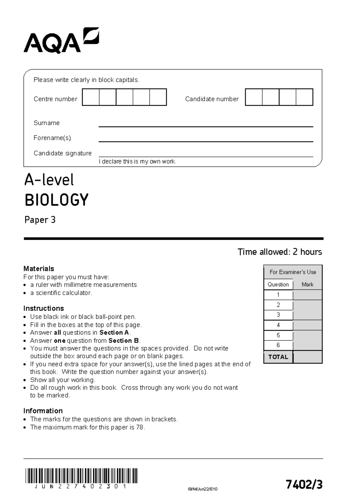BIOLOGY Paper 3 Homework Y13: Exam Preparation Guide - Studocu