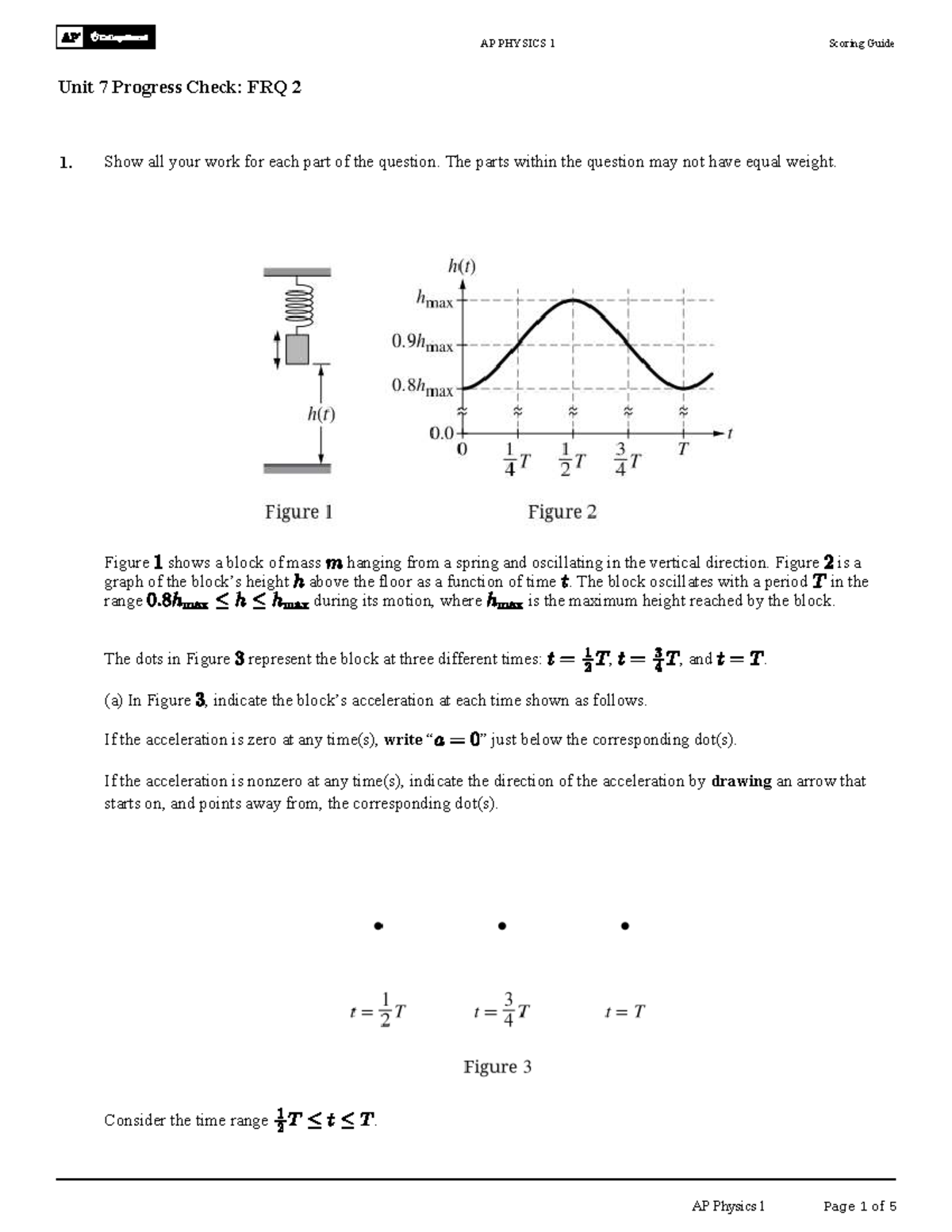 AP PHYSICS 1 Unit 7 Progress Check: FRQ 2 Scoring Guide - Studocu