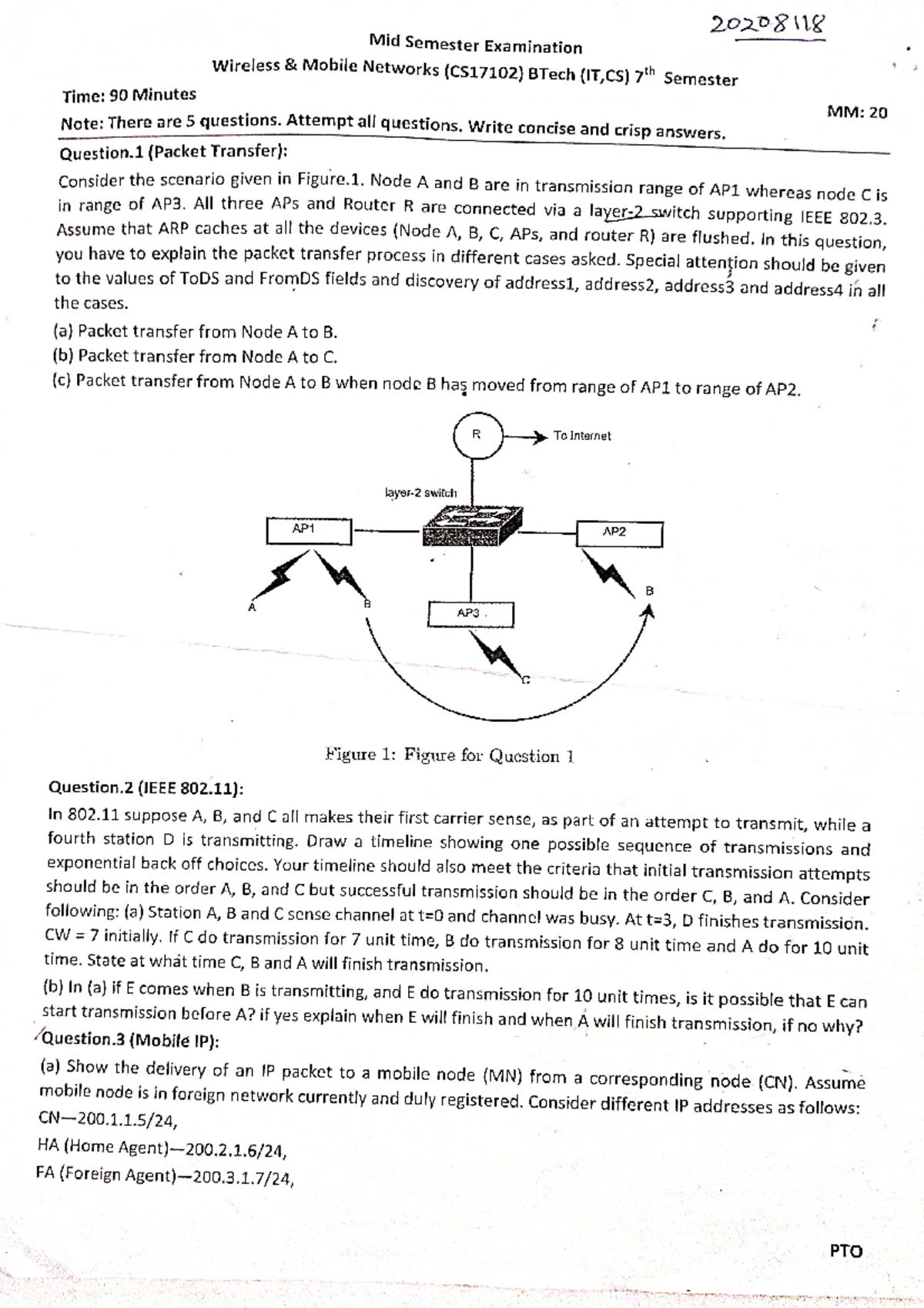 End Semester Exam - Wireless Mobile Computing (CSED 20208118) 2023-24 ...