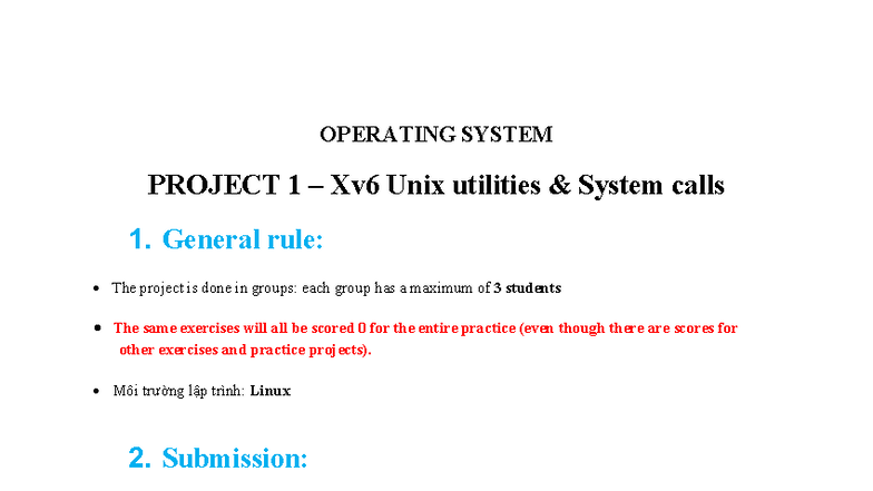 CQ Lab01 - OS XV6 Project 1: Unix Utilities & System Calls - Studocu