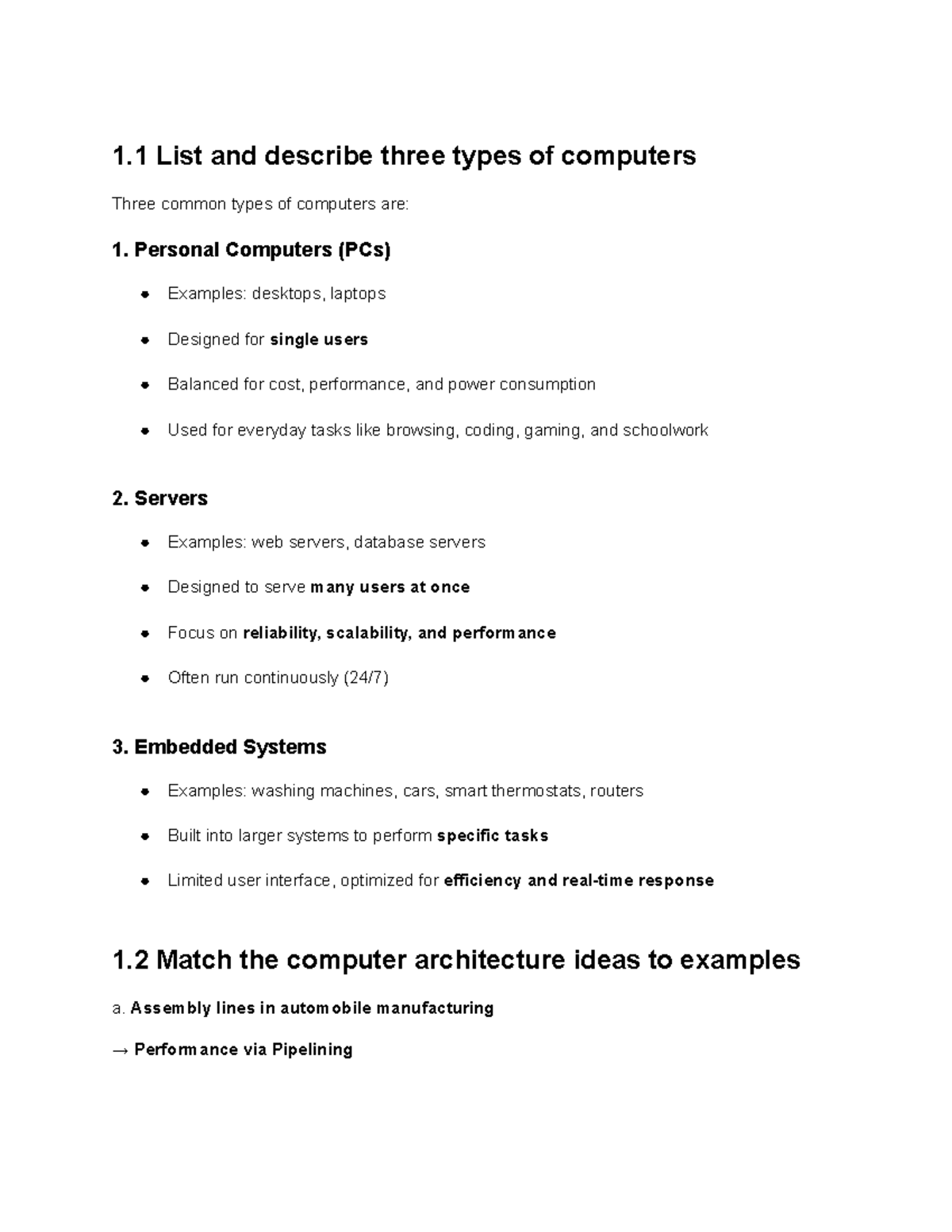 Ch. 1 Computer Types and Architecture Concepts Explained - Studocu