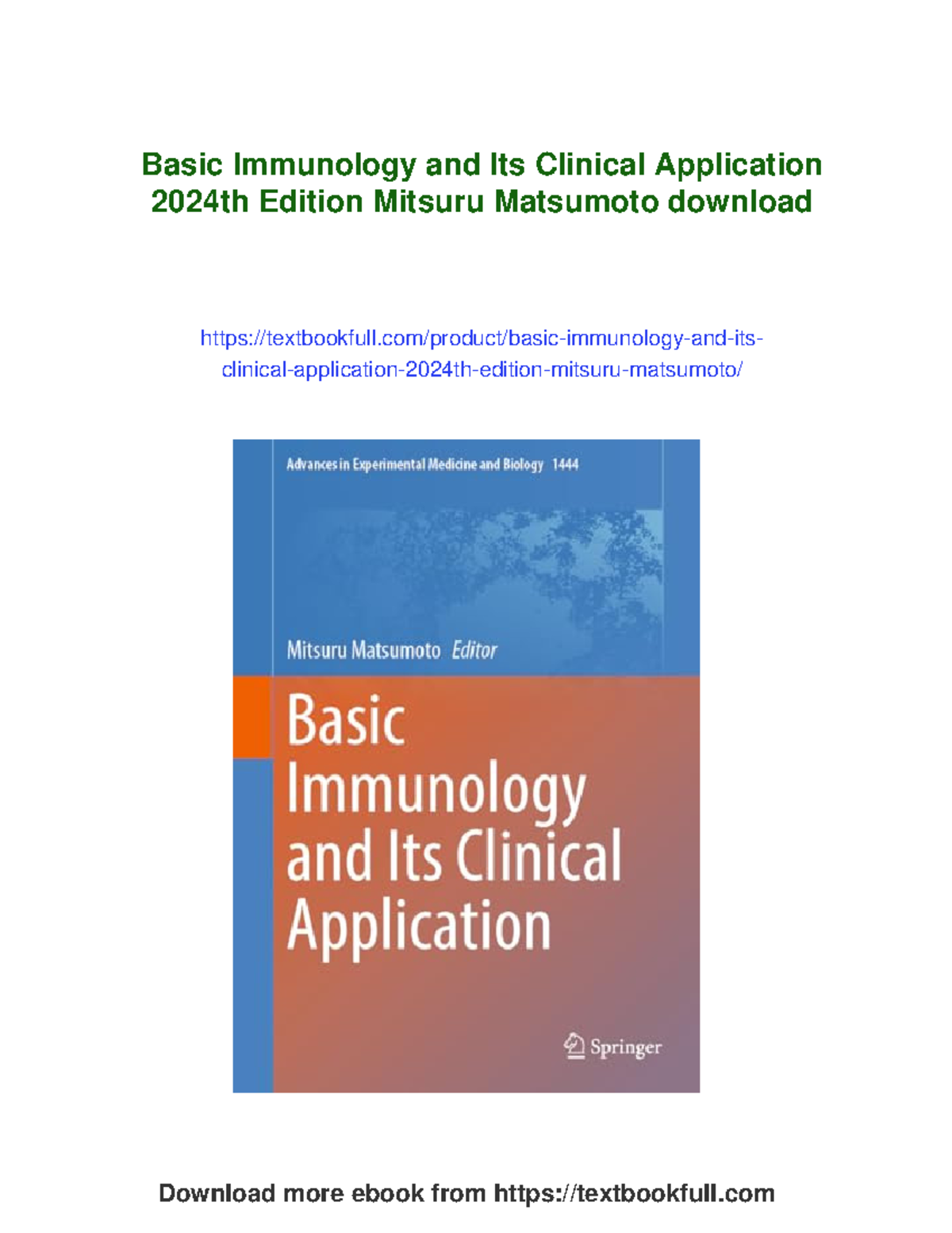 Basic Immunology and Its Clinical Application: A Comprehensive Overview ...