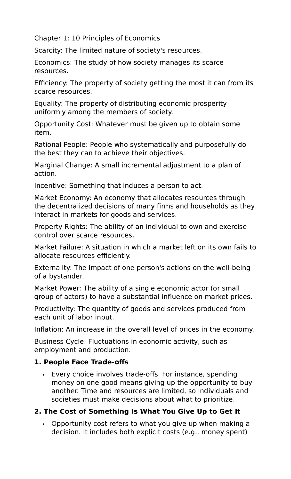 Chapter 1: 10 Key Principles of Economics Explained - Studocu