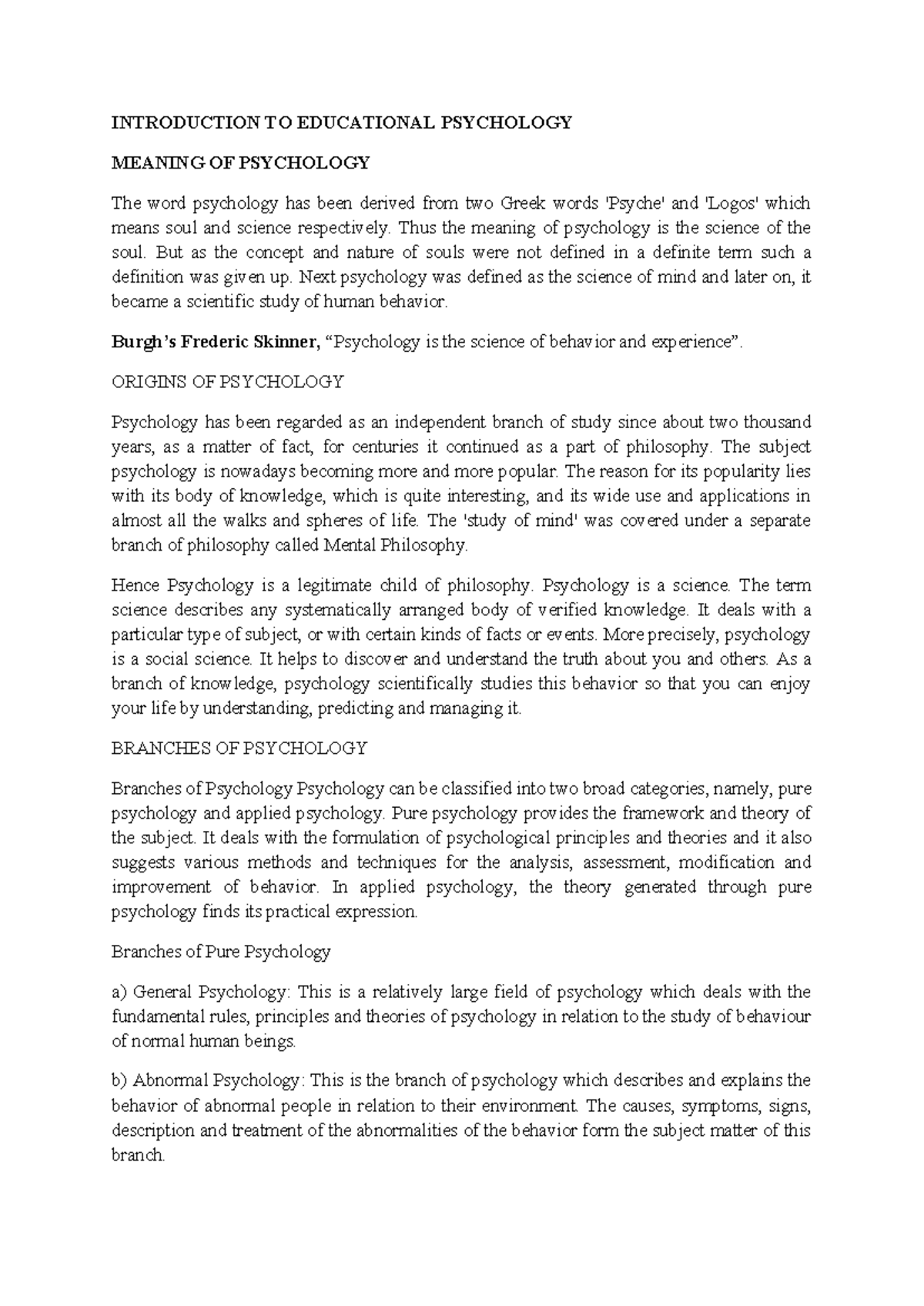 Educational Psychology Notes: Guidance and Counselling Overview - Studocu