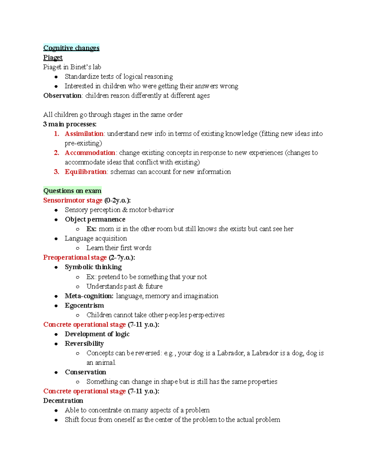 CH3 - Lecture Notes on Piaget's Cognitive Development Stages - Studocu
