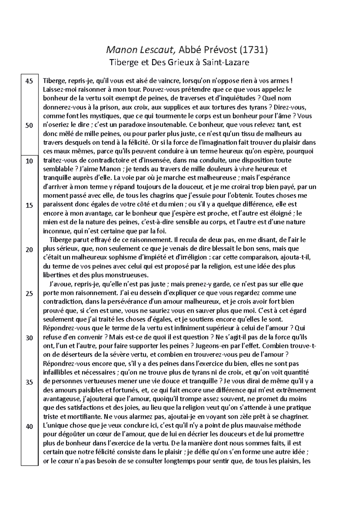 fa perdere la testa a des grieux