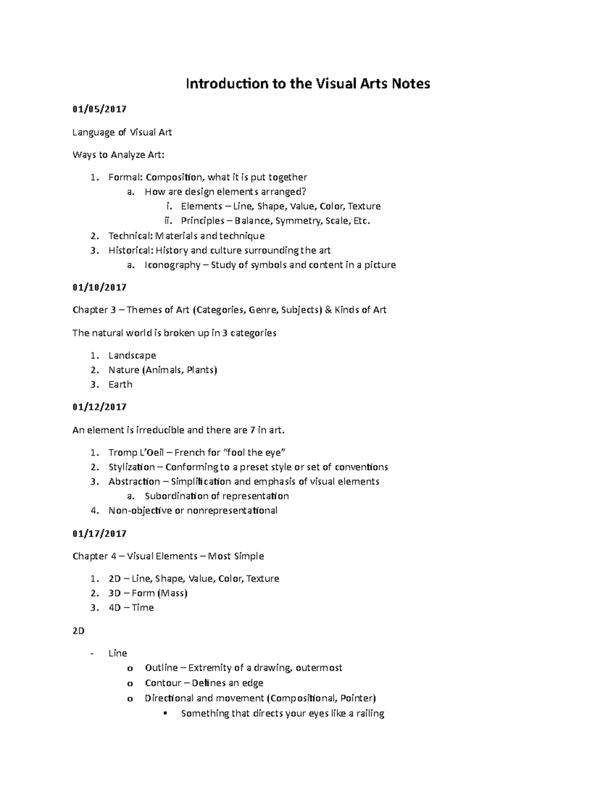 Introduction to Visual Arts: Language Analysis Themes Elements and ...