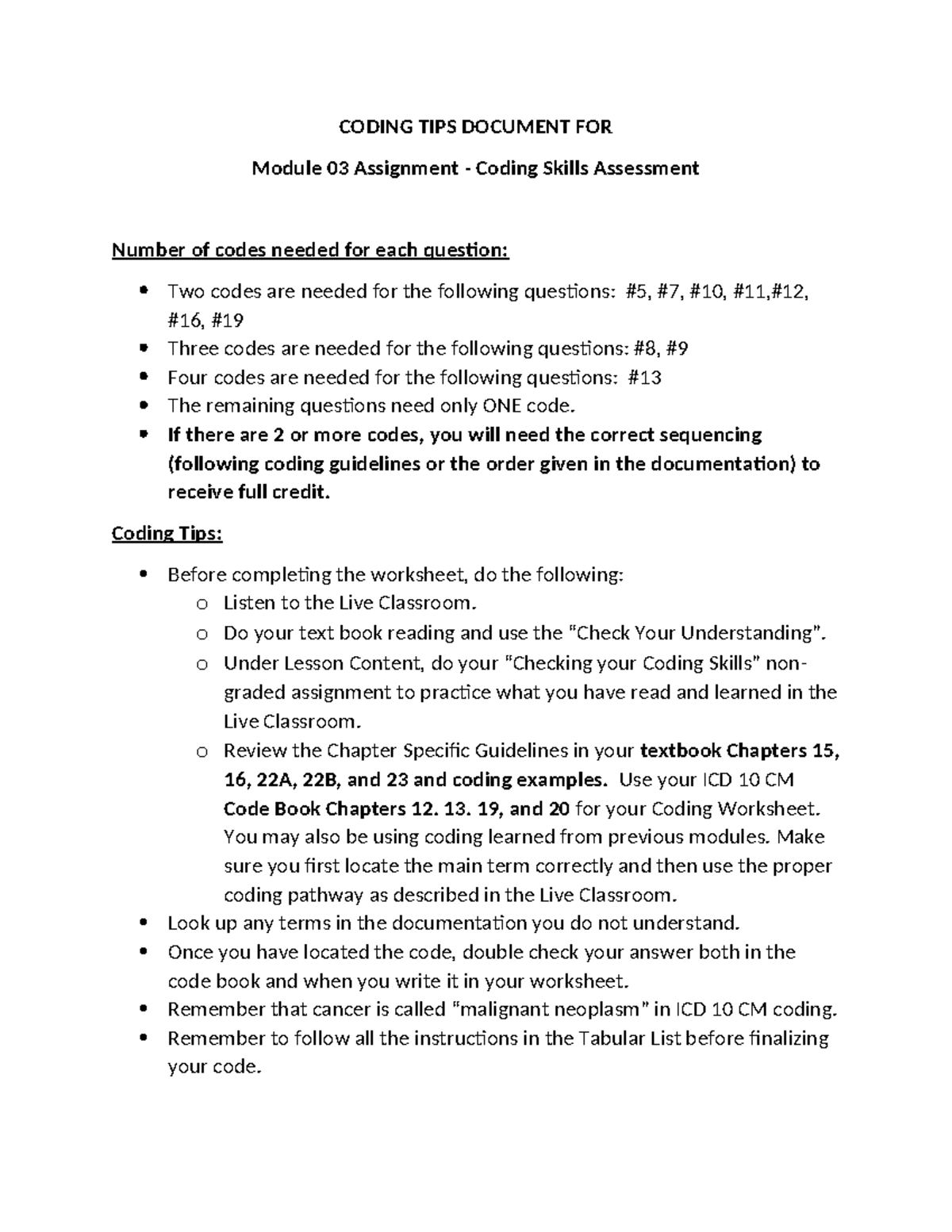 HIM1125 Mod 03 Assignment Coding Skills Assessment Tips - Studocu