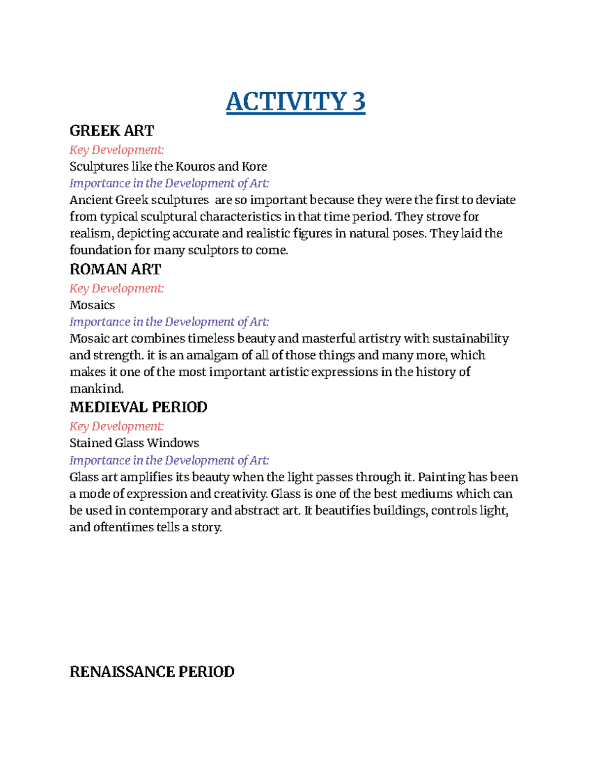 Artapp - Notes on Greek, Roman, Medieval, and Renaissance Art - Studocu