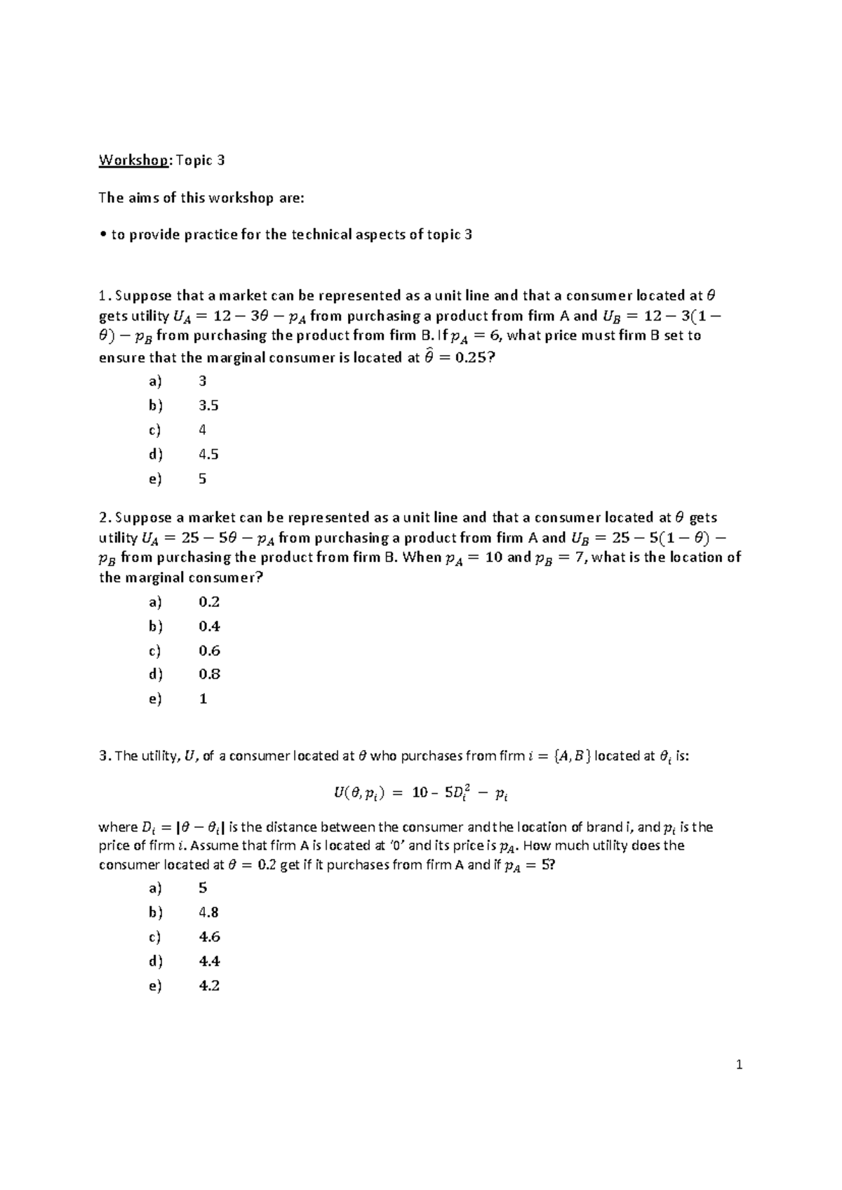 T3 Workshop: Product Differentiation Technical Questions - Studocu