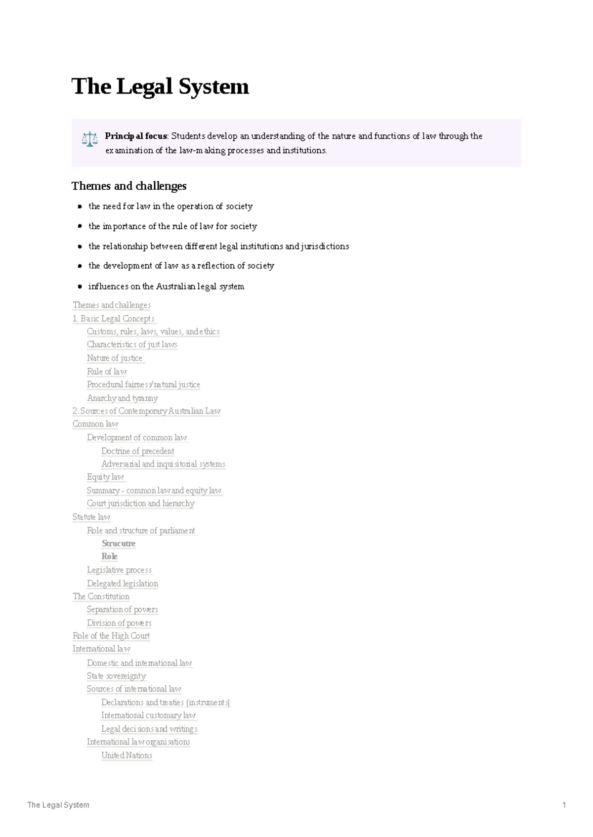 Legal System Overview: Key Concepts and Principles - Studocu