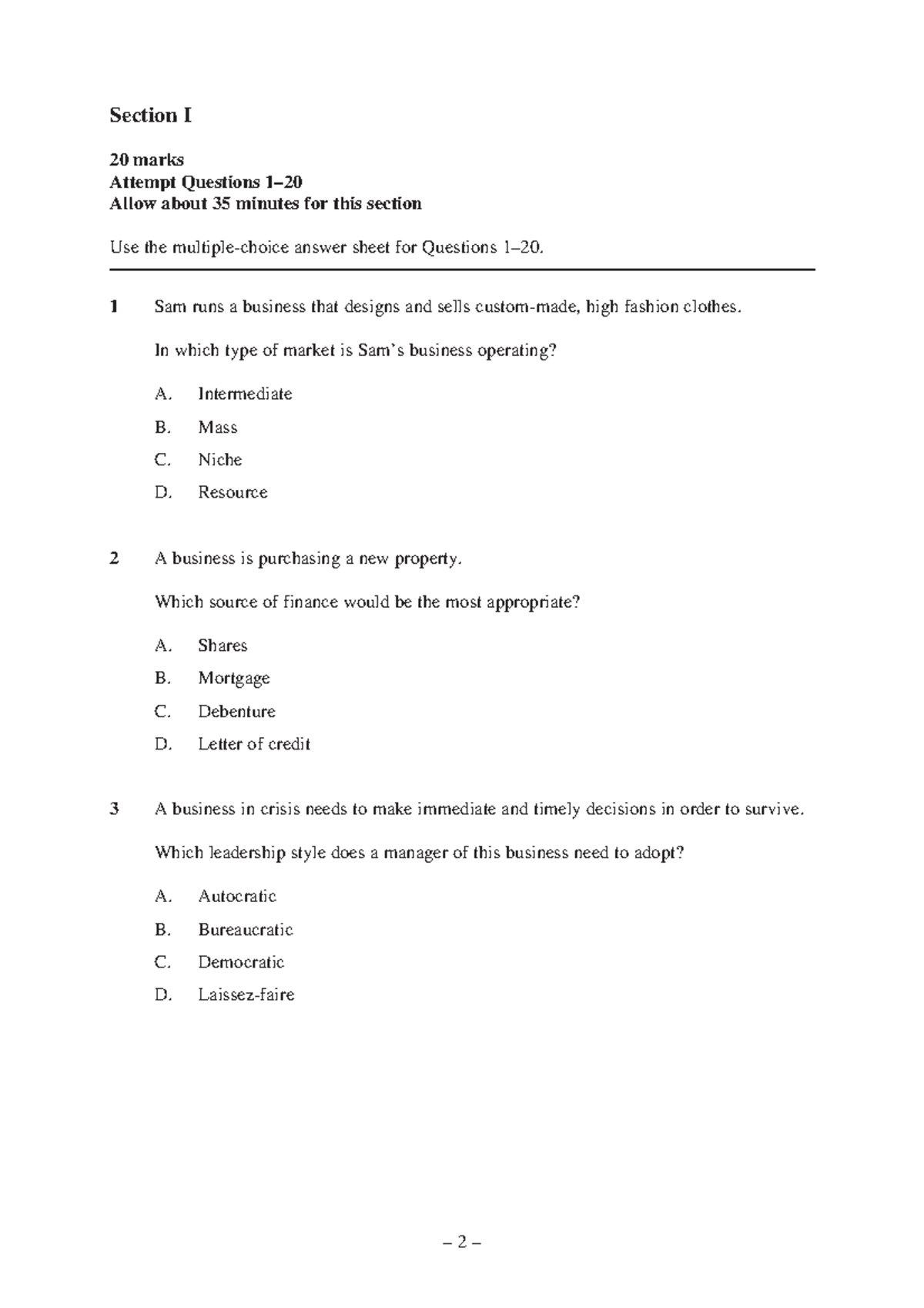 BUS 101 Final Exam Questions and Answers (20 Marks) - Studocu
