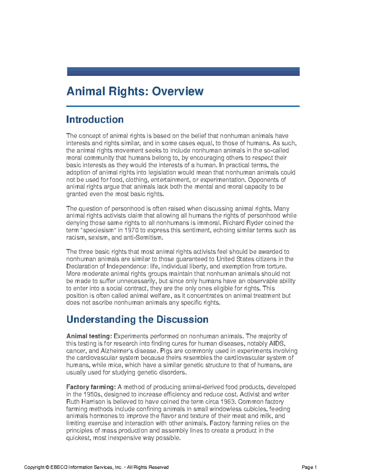 Animal Rights: A Comprehensive Overview and Historical Context - Studocu