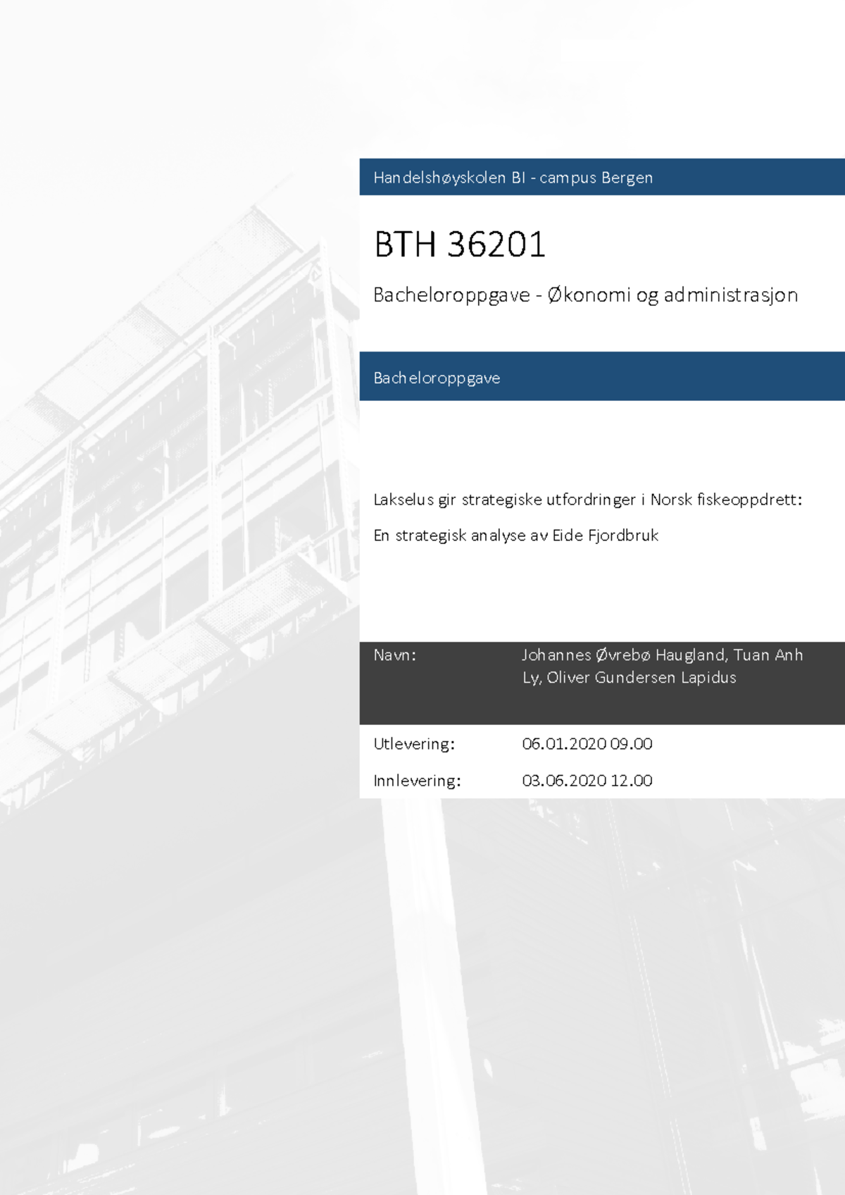 BTH 36201 Bacheloroppgave: Strategisk Analyse av Eide Fjordbruk og ...