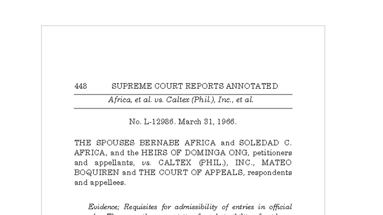 448 SUPREME COURT REPORTS ANNOTATED: Africa vs. Caltex (Phil.), Inc ...