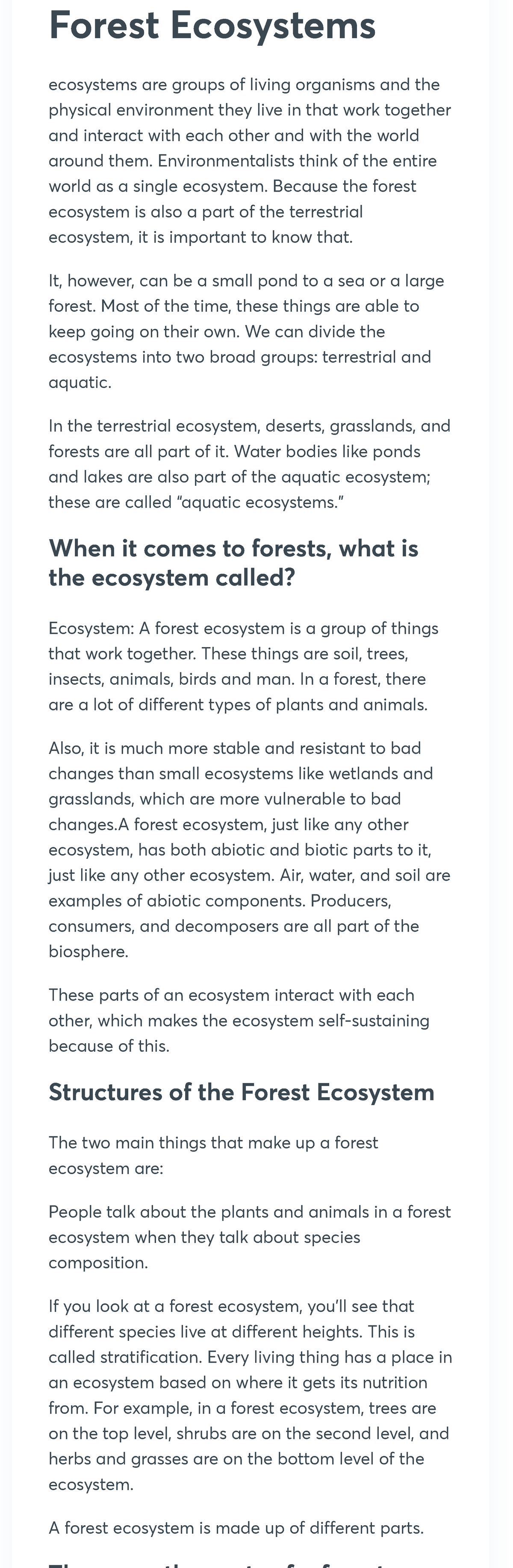 Forest Ecosystem Structure: Interactions & Components - Studocu