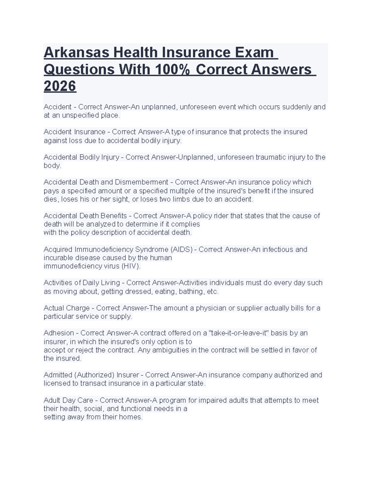 arkansas-health-insurance-exam-terms-definitions-2026-studocu