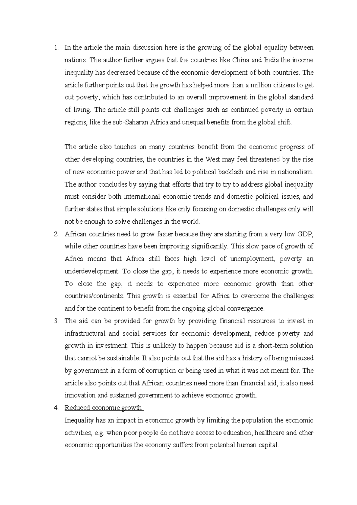 Politics Tut 3 - Global Inequality and Economic Growth Insights - Studocu