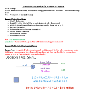 Quantitative Analysis For Business - C723 Easy Pass : r