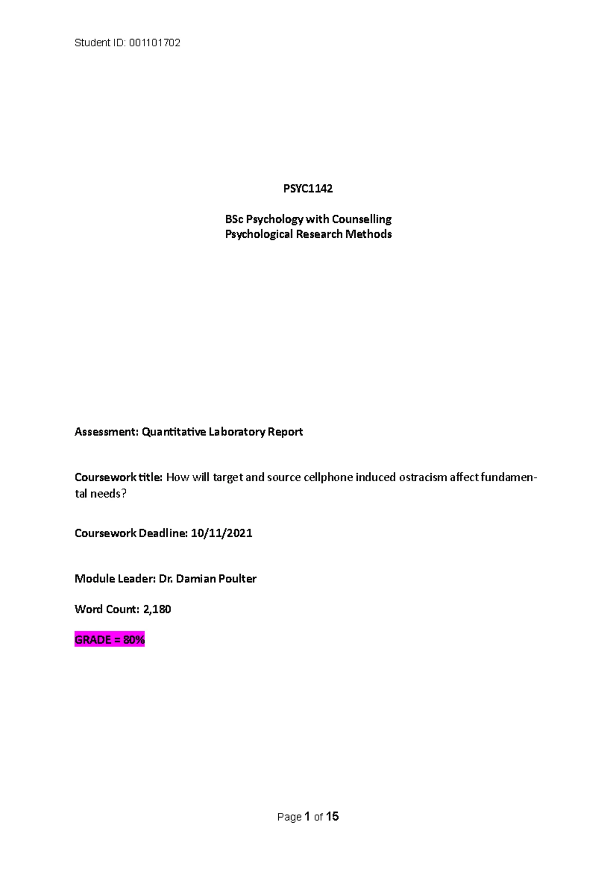 Psychological Research Methods - Participant 3 Interview Transcript ...
